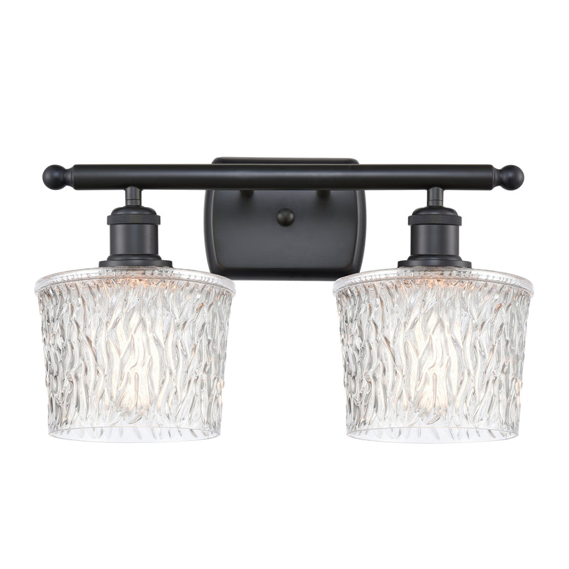 Niagra Bath Vanity Light shown in the Matte Black finish with a Clear shade