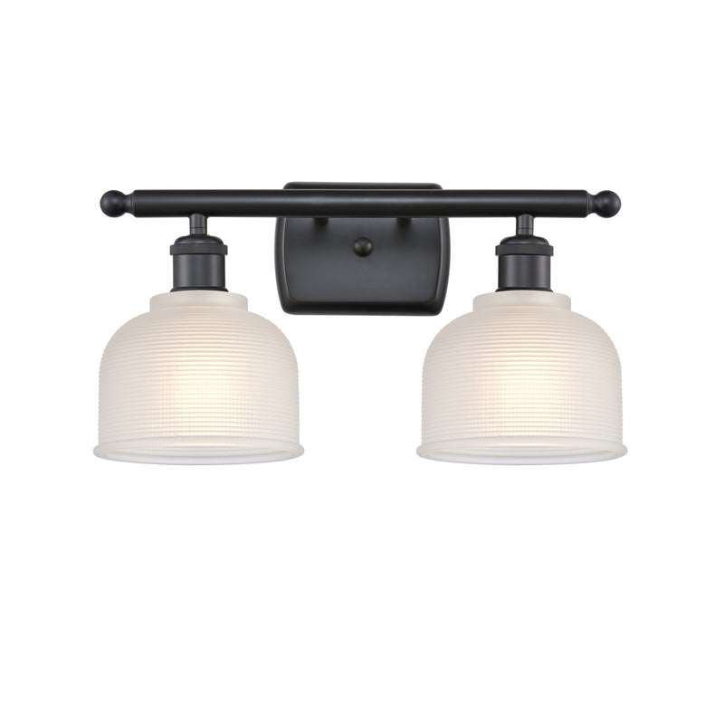 Dayton Bath Vanity Light shown in the Matte Black finish with a White shade