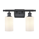 Clymer Bath Vanity Light shown in the Matte Black finish with a Matte White shade
