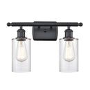Clymer Bath Vanity Light shown in the Matte Black finish with a Clear shade