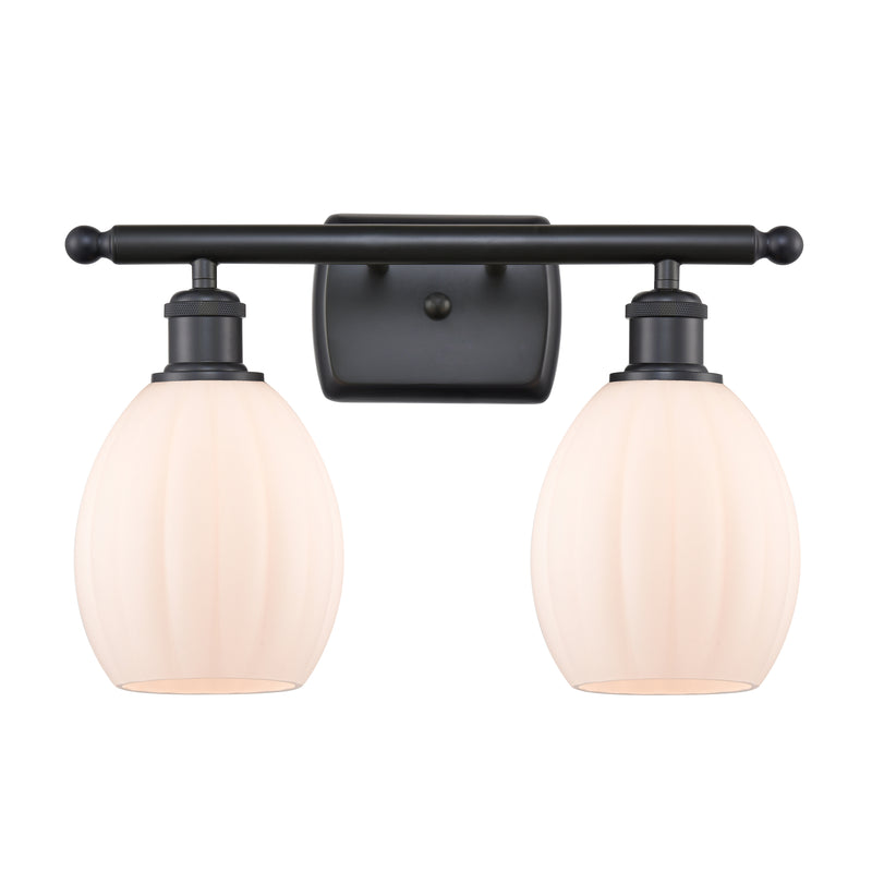 Eaton Bath Vanity Light shown in the Matte Black finish with a Matte White shade