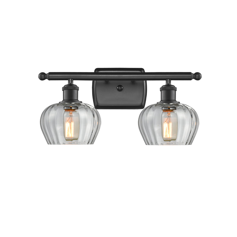Fenton Bath Vanity Light shown in the Matte Black finish with a Clear shade