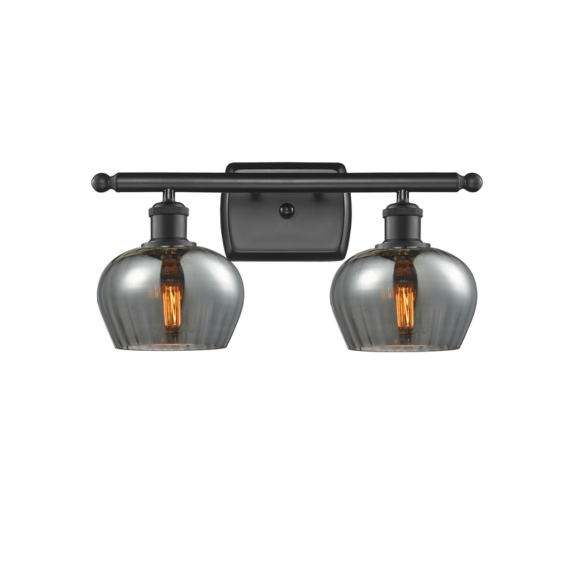 Fenton Bath Vanity Light shown in the Matte Black finish with a Plated Smoke shade