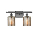 Cobbleskill Bath Vanity Light shown in the Oil Rubbed Bronze finish with a Mercury shade