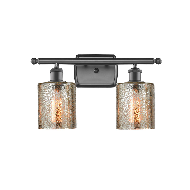 Cobbleskill Bath Vanity Light shown in the Oil Rubbed Bronze finish with a Mercury shade