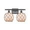 Farmhouse Rope Bath Vanity Light shown in the Oil Rubbed Bronze finish with a White Glass with Brown Rope shade