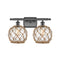 Farmhouse Rope Bath Vanity Light shown in the Oil Rubbed Bronze finish with a Clear Glass with Brown Rope shade