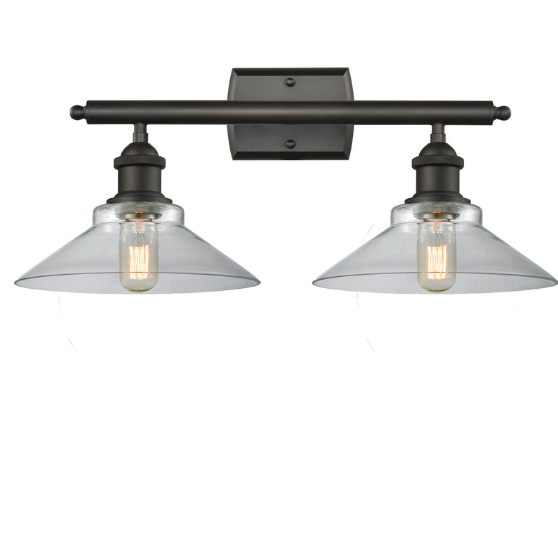 Orwell Bath Vanity Light shown in the Oil Rubbed Bronze finish with a Clear shade