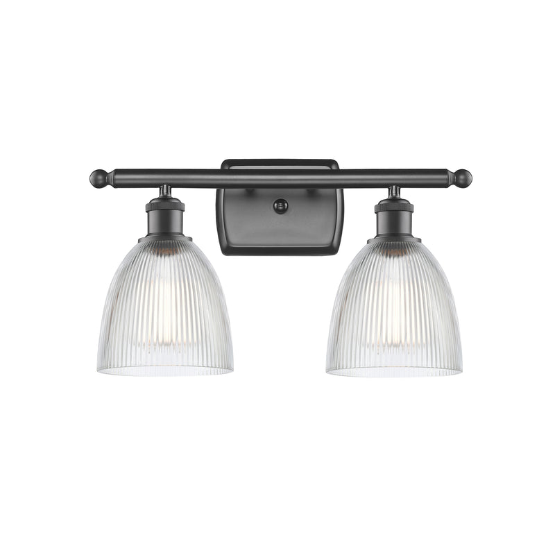 Castile Bath Vanity Light shown in the Oil Rubbed Bronze finish with a Clear shade