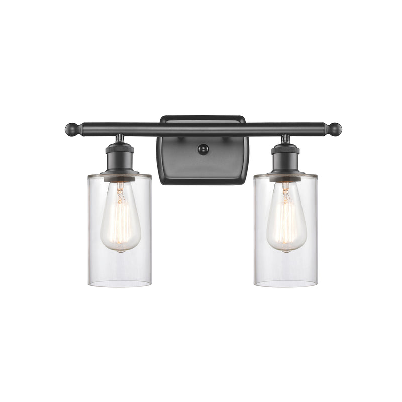 Clymer Bath Vanity Light shown in the Oil Rubbed Bronze finish with a Clear shade