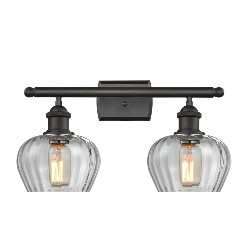 Fenton Bath Vanity Light shown in the Oil Rubbed Bronze finish with a Clear shade