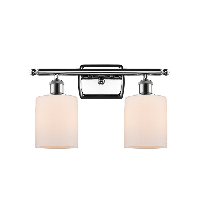 Cobbleskill Bath Vanity Light shown in the Polished Chrome finish with a Matte White shade