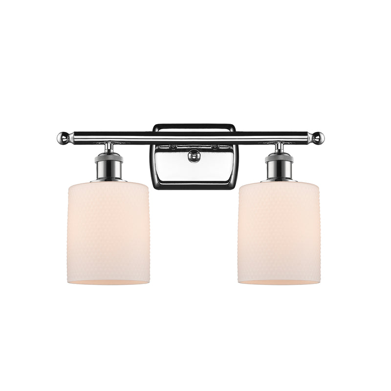 Cobbleskill Bath Vanity Light shown in the Polished Chrome finish with a Matte White shade