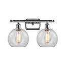 Athens Bath Vanity Light shown in the Polished Chrome finish with a Clear shade