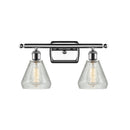 Conesus Bath Vanity Light shown in the Polished Chrome finish with a Clear Crackle shade