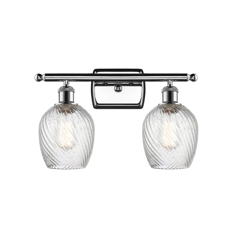 Salina Bath Vanity Light shown in the Polished Chrome finish with a Clear Spiral Fluted shade