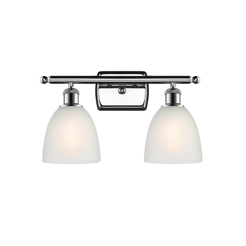 Castile Bath Vanity Light shown in the Polished Chrome finish with a White shade
