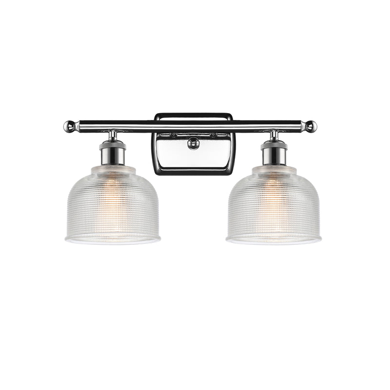 Dayton Bath Vanity Light shown in the Polished Chrome finish with a Clear shade