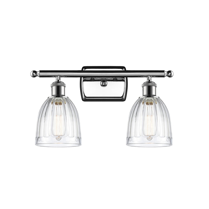 Brookfield Bath Vanity Light shown in the Polished Chrome finish with a Clear shade