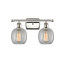 Belfast Bath Vanity Light shown in the Polished Nickel finish with a Clear Crackle shade