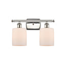 Cobbleskill Bath Vanity Light shown in the Polished Nickel finish with a Matte White shade