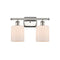 Cobbleskill Bath Vanity Light shown in the Polished Nickel finish with a Matte White shade