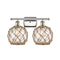 Farmhouse Rope Bath Vanity Light shown in the Polished Nickel finish with a Clear Glass with Brown Rope shade
