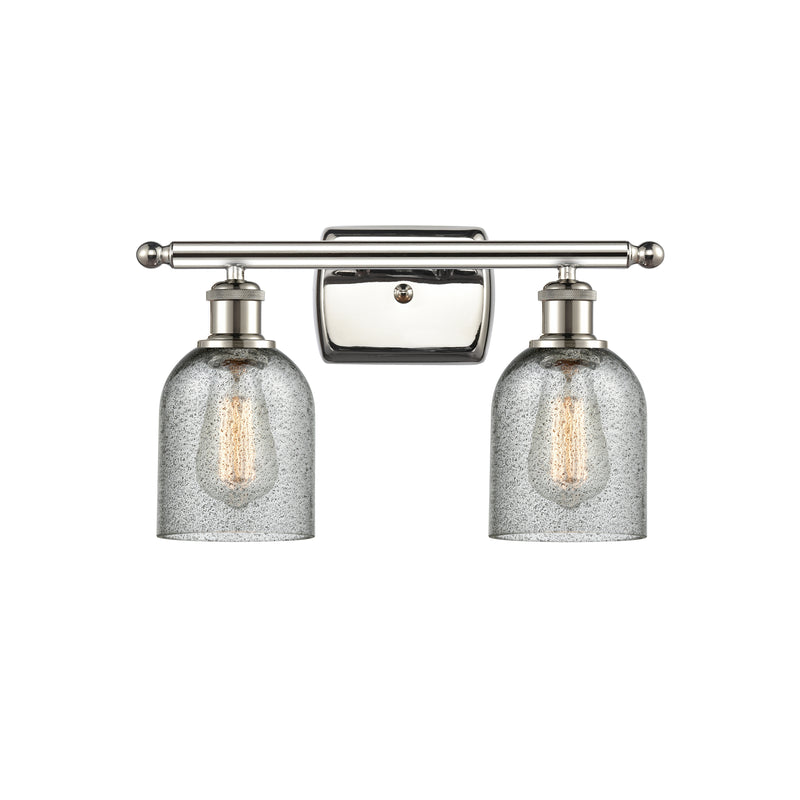 Caledonia Bath Vanity Light shown in the Polished Nickel finish with a Charcoal shade