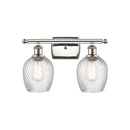 Salina Bath Vanity Light shown in the Polished Nickel finish with a Clear Spiral Fluted shade
