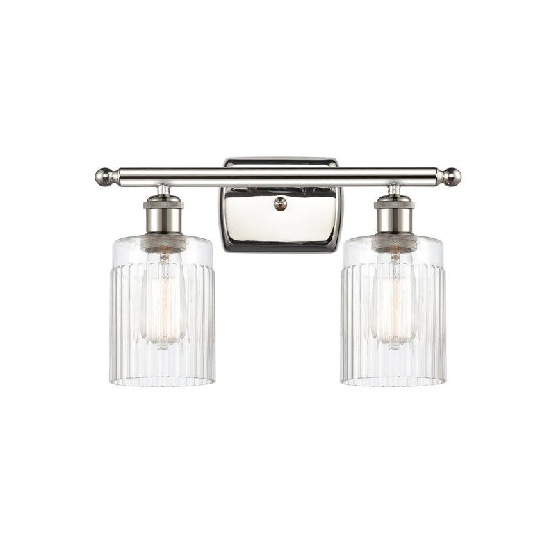 Hadley Bath Vanity Light shown in the Polished Nickel finish with a Clear shade