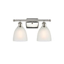Castile Bath Vanity Light shown in the Polished Nickel finish with a White shade