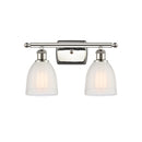 Brookfield Bath Vanity Light shown in the Polished Nickel finish with a White shade