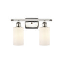 Clymer Bath Vanity Light shown in the Polished Nickel finish with a Matte White shade