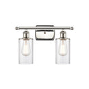 Clymer Bath Vanity Light shown in the Polished Nickel finish with a Clear shade