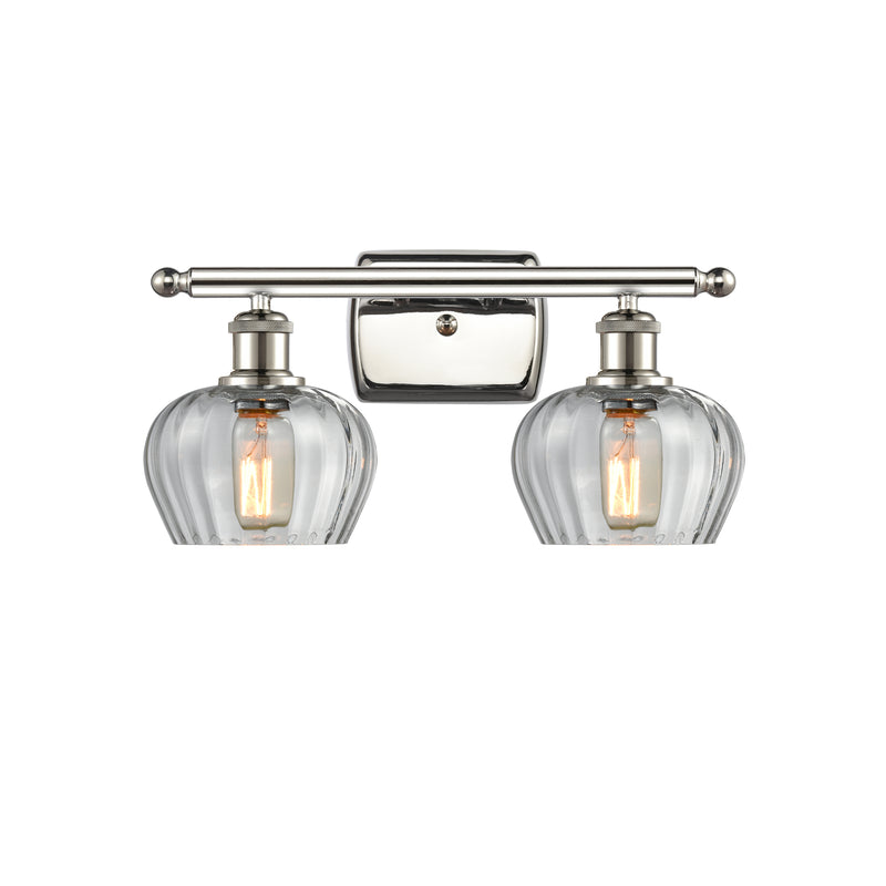 Fenton Bath Vanity Light shown in the Polished Nickel finish with a Clear shade