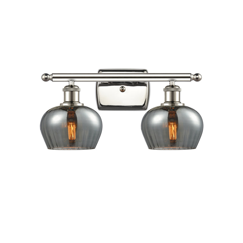 Fenton Bath Vanity Light shown in the Polished Nickel finish with a Plated Smoke shade