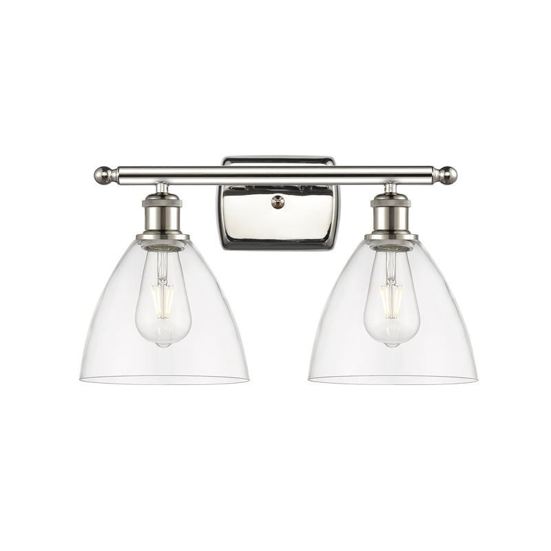 Ballston Dome Bath Vanity Light shown in the Polished Nickel finish with a Clear shade