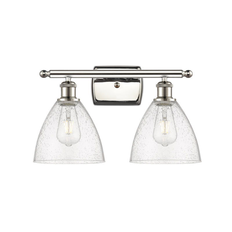 Ballston Dome Bath Vanity Light shown in the Polished Nickel finish with a Seedy shade