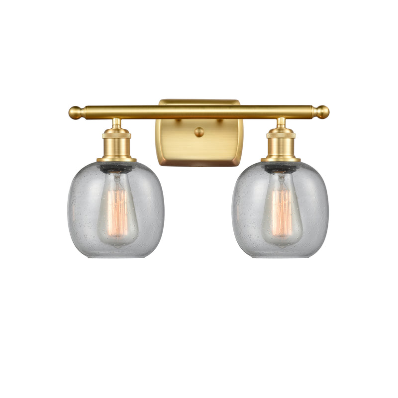 Belfast Bath Vanity Light shown in the Satin Gold finish with a Seedy shade