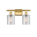 Cobbleskill Bath Vanity Light shown in the Satin Gold finish with a Clear shade