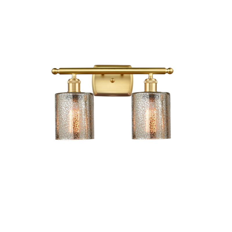 Cobbleskill Bath Vanity Light shown in the Satin Gold finish with a Mercury shade