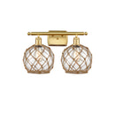 Farmhouse Rope Bath Vanity Light shown in the Satin Gold finish with a Clear Glass with Brown Rope shade