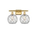Farmhouse Rope Bath Vanity Light shown in the Satin Gold finish with a Clear Glass with White Rope shade