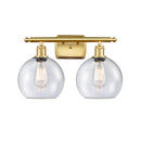 Athens Bath Vanity Light shown in the Satin Gold finish with a Seedy shade