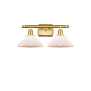 Orwell Bath Vanity Light shown in the Satin Gold finish with a Matte White shade