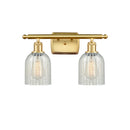 Caledonia Bath Vanity Light shown in the Satin Gold finish with a Mouchette shade