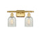 Caledonia Bath Vanity Light shown in the Satin Gold finish with a Mouchette shade