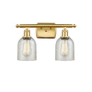 Caledonia Bath Vanity Light shown in the Satin Gold finish with a Mica shade