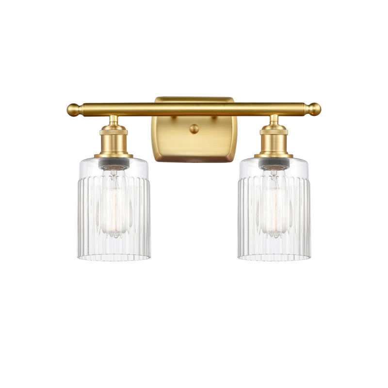 Hadley Bath Vanity Light shown in the Satin Gold finish with a Clear shade