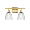 Castile Bath Vanity Light shown in the Satin Gold finish with a Clear shade